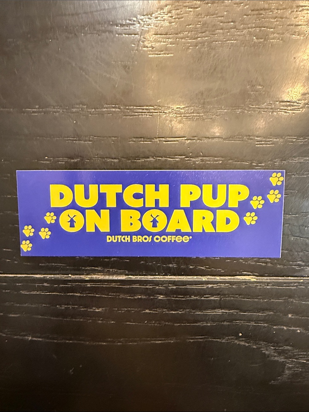 Dutch Bros Dutch Pup On Board Sticker - Blue & Yellow